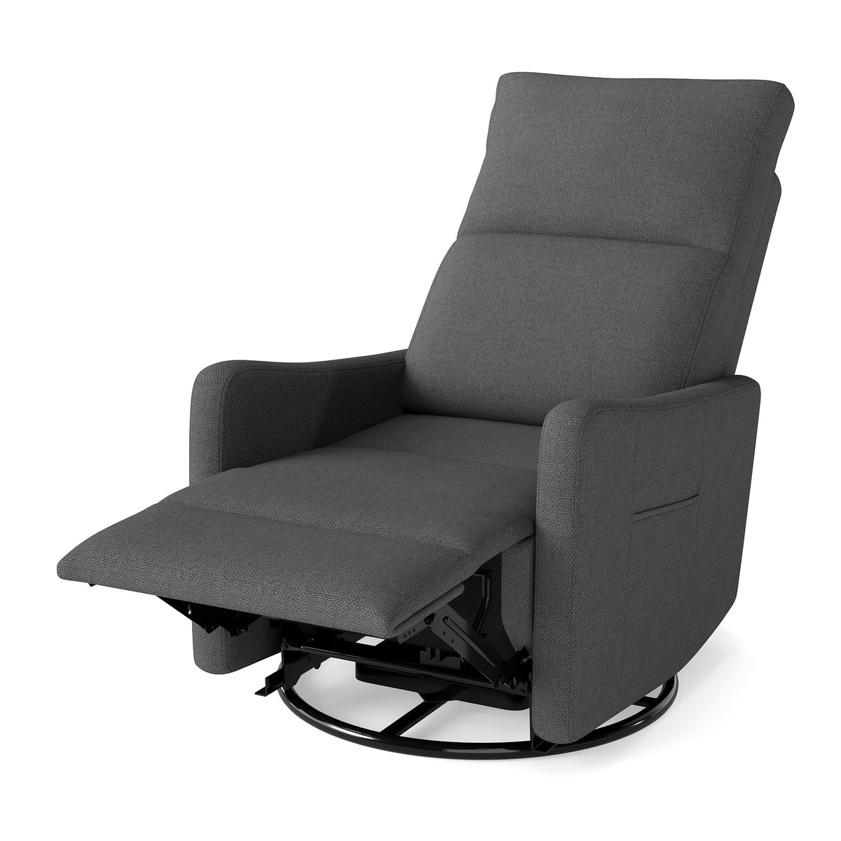 Dark Gray Swivel Rocker Recliner Chair T9177