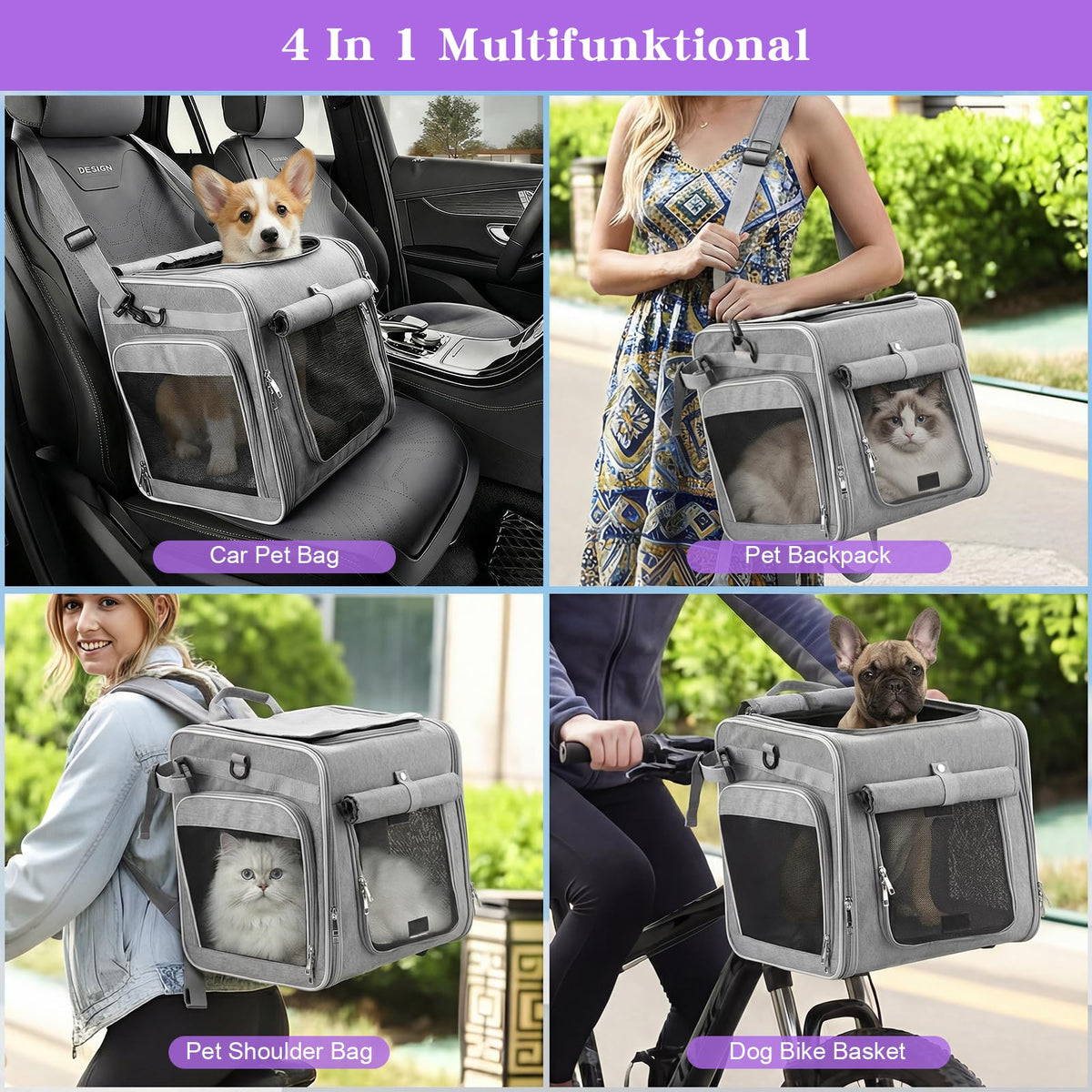 Expandable Dog Bike Basket with Mounting Bracket Q3107