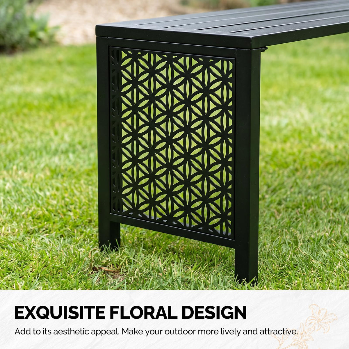 Black Metal Outdoor Bench X551