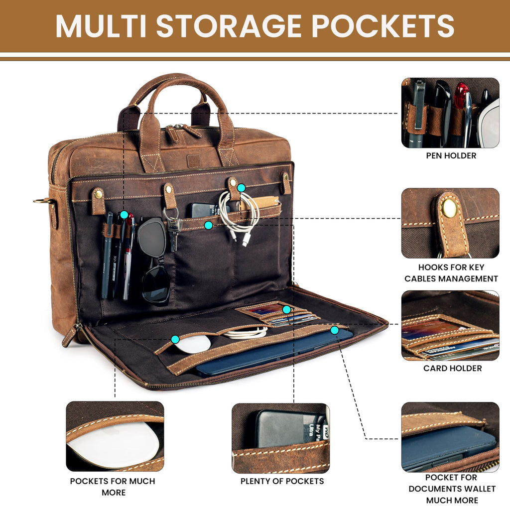 Full Grain Leather Messenger Bag S476