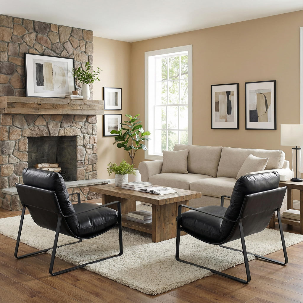 Black PU Leather Accent Armchair H27649
