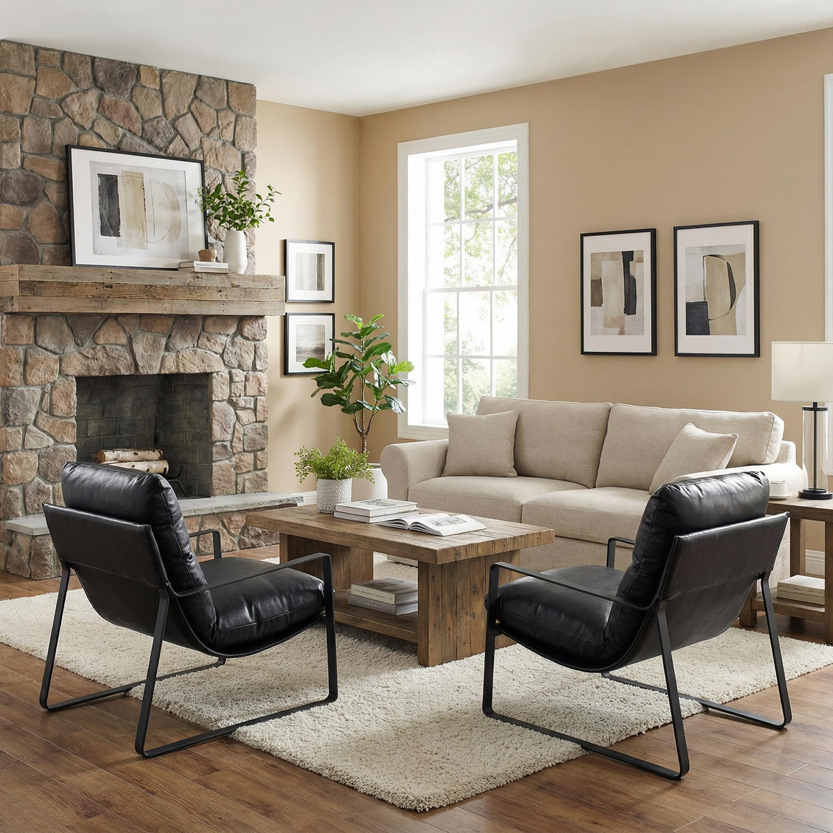 Black PU Leather Accent Armchair H27649