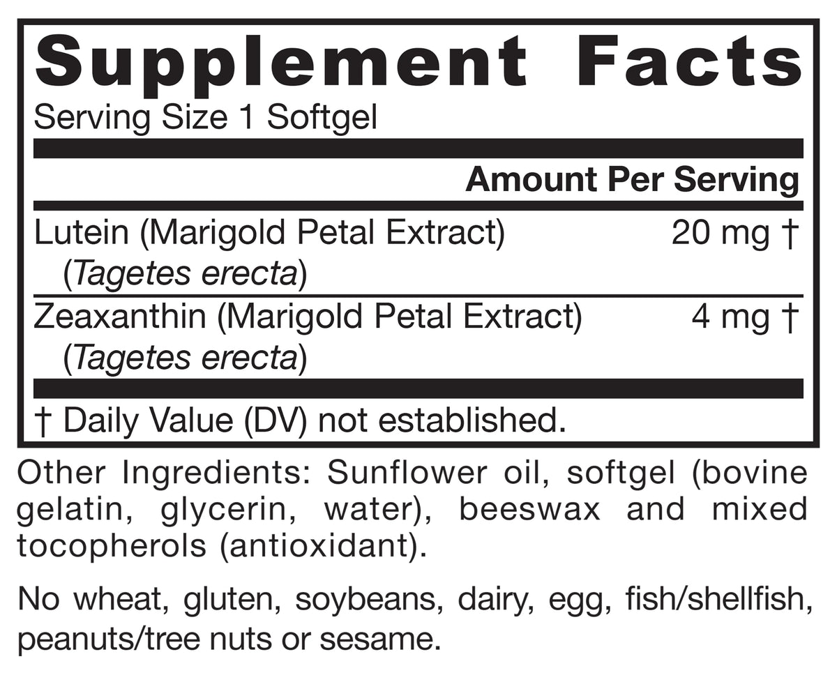 Lutein 20 mg with Zeaxanthin 120 Softgels H342