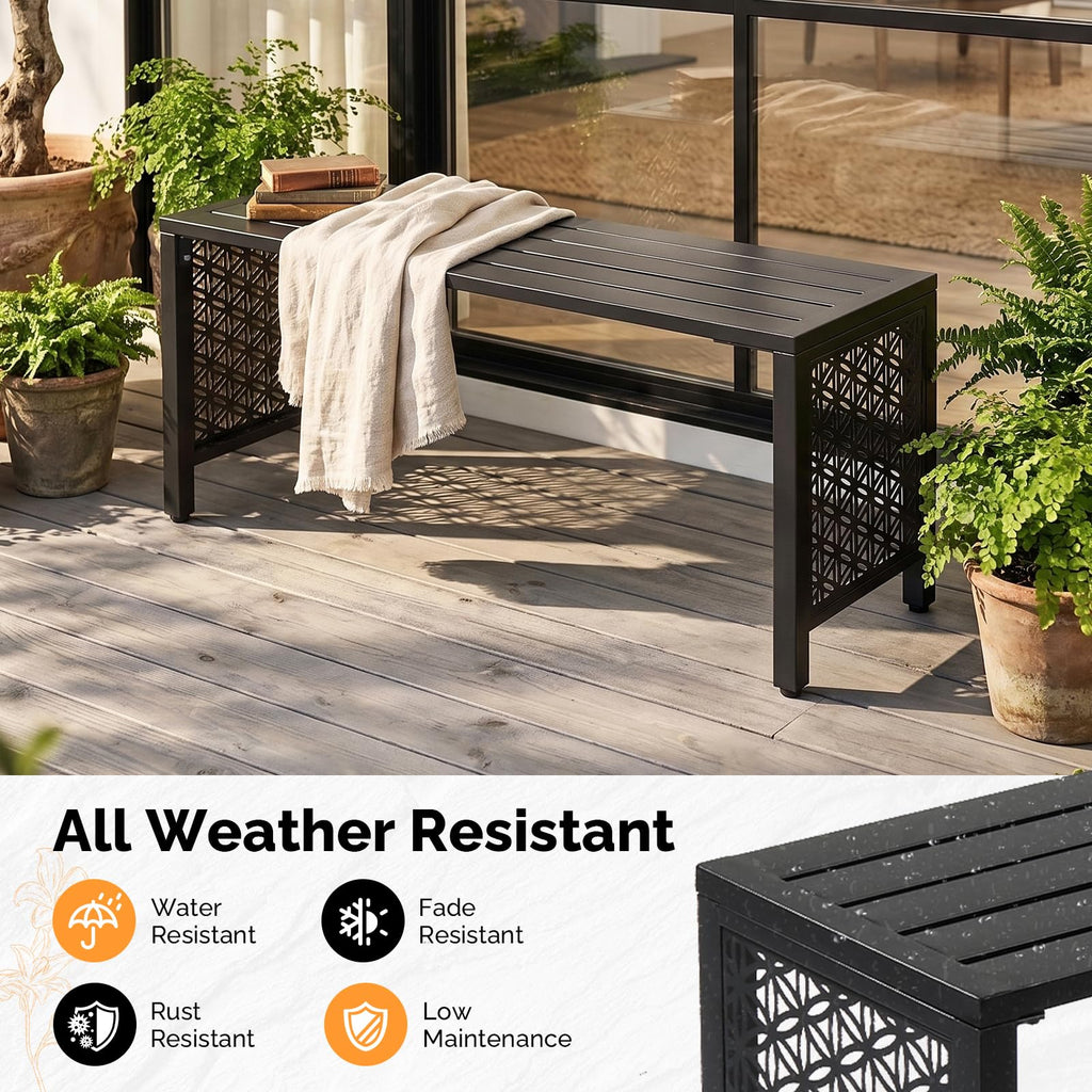 Black Metal Outdoor Bench X551