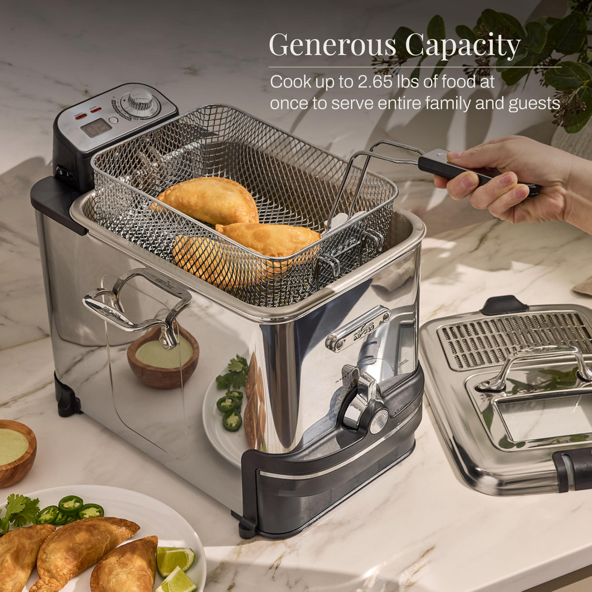 Electric Deep Fryer with Basket and Lid, Stainless Steel, 1700W W2759