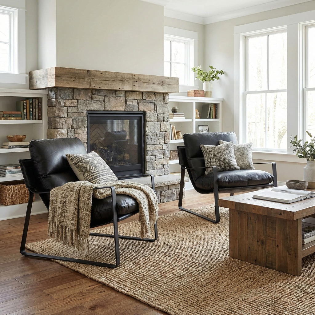 Black PU Leather Accent Armchair H27649