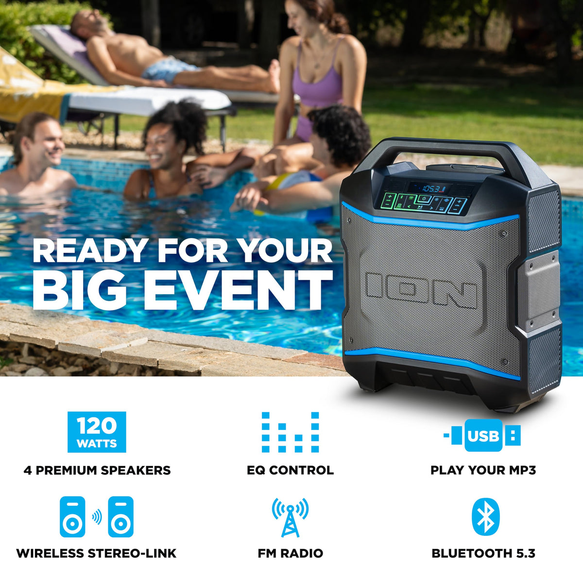 120W Bluetooth Outdoor Speaker with Wheels C71579
