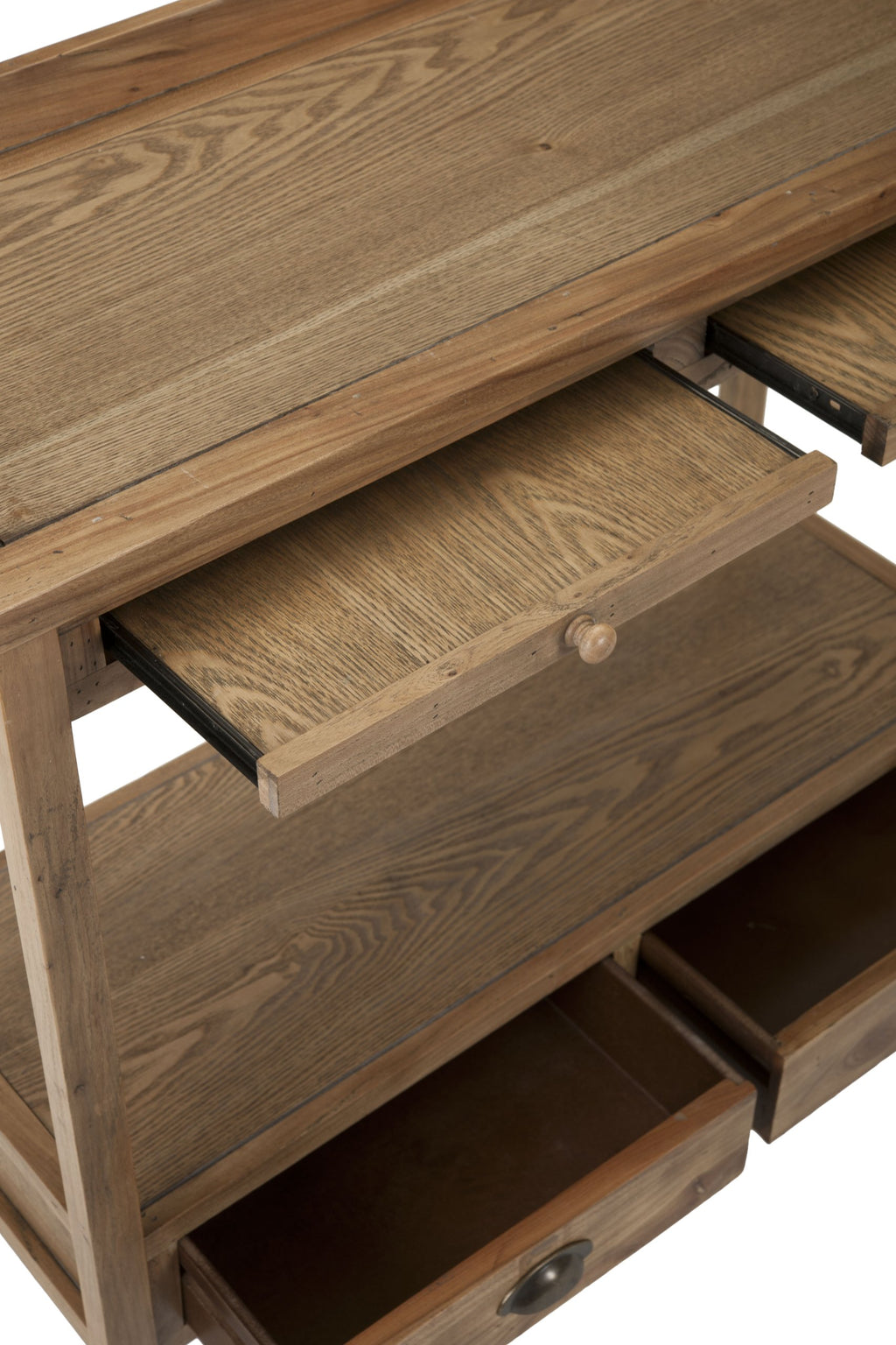 Weathered Oak Console Table with Drawers & Shelf N8912