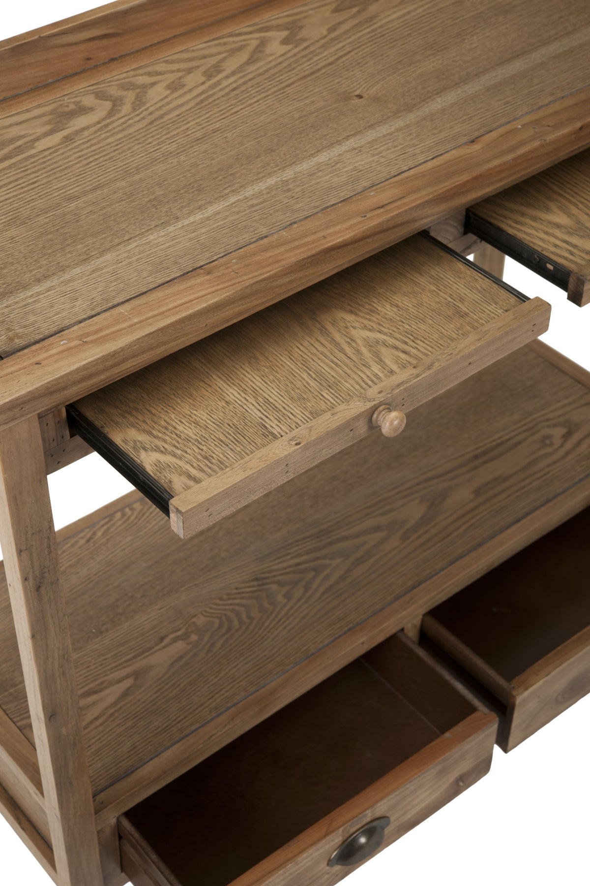 Weathered Oak Console Table with Drawers & Shelf N8912