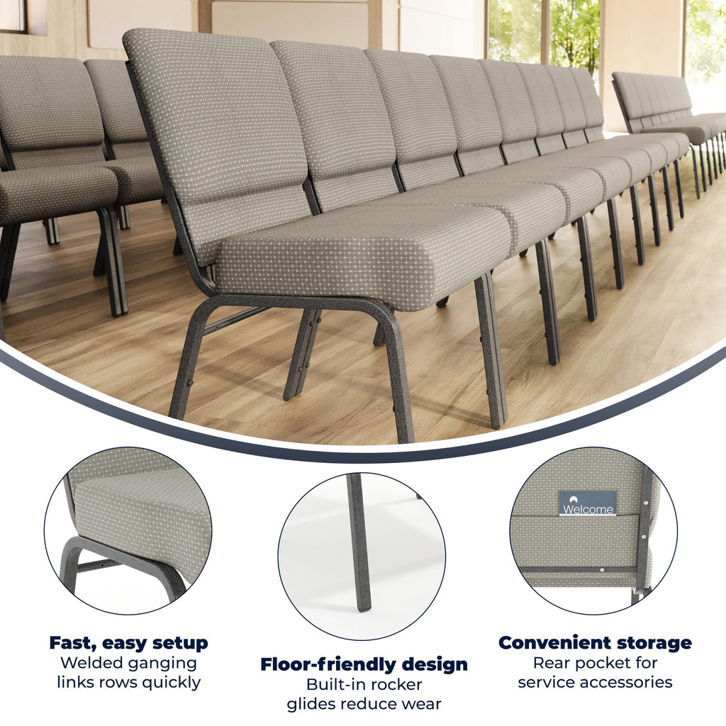 Gray Dot Fabric Stacking Church Chair Y190