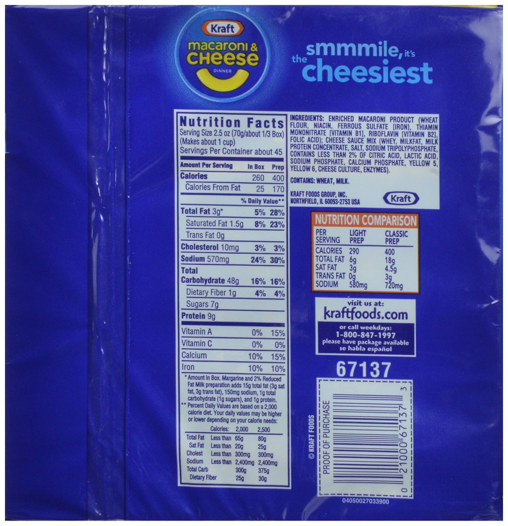 Macaroni & Cheese Dinner 7.25 oz 15 Pack O62163