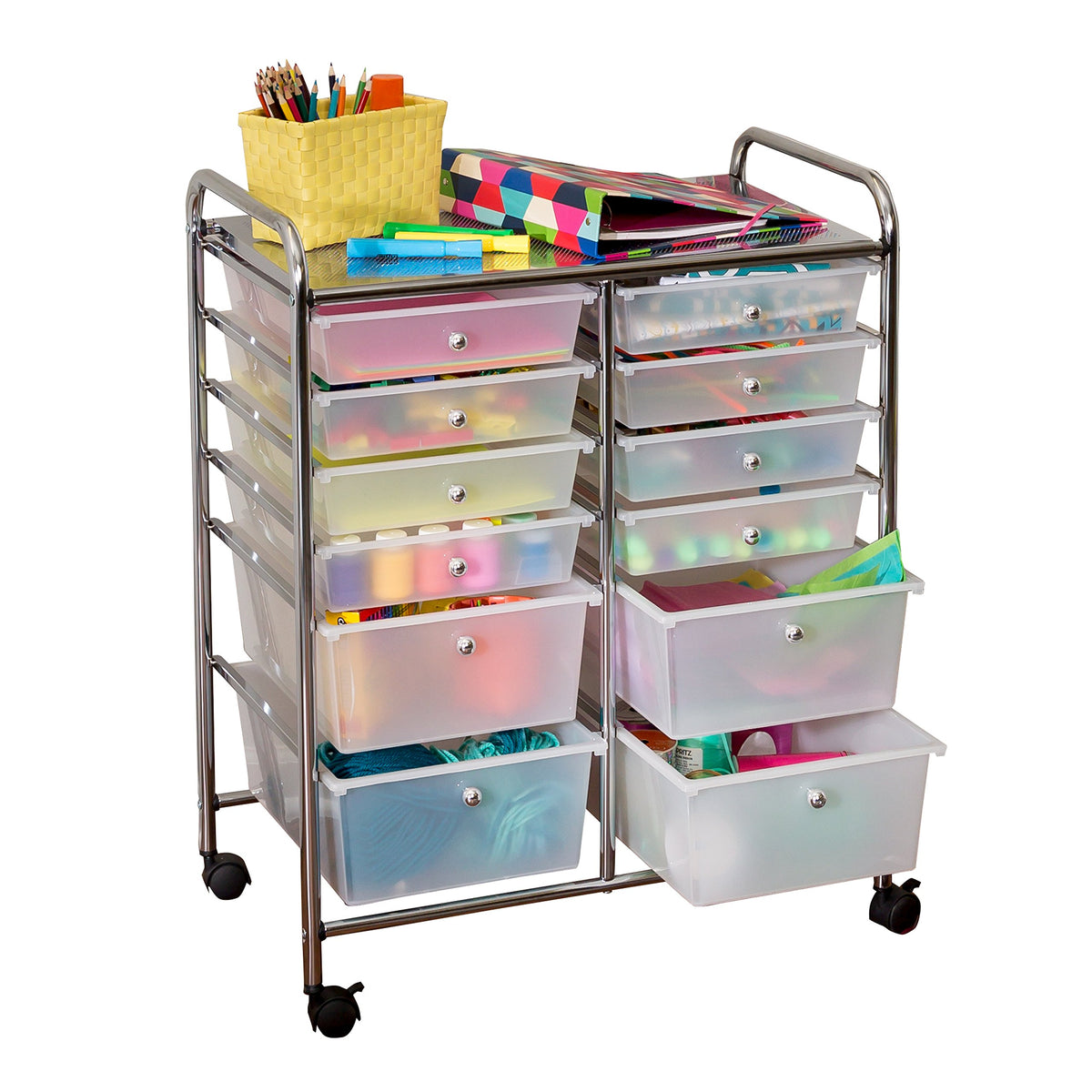 Rolling Craft Storage Cart, Clear, 12-Drawer R6443
